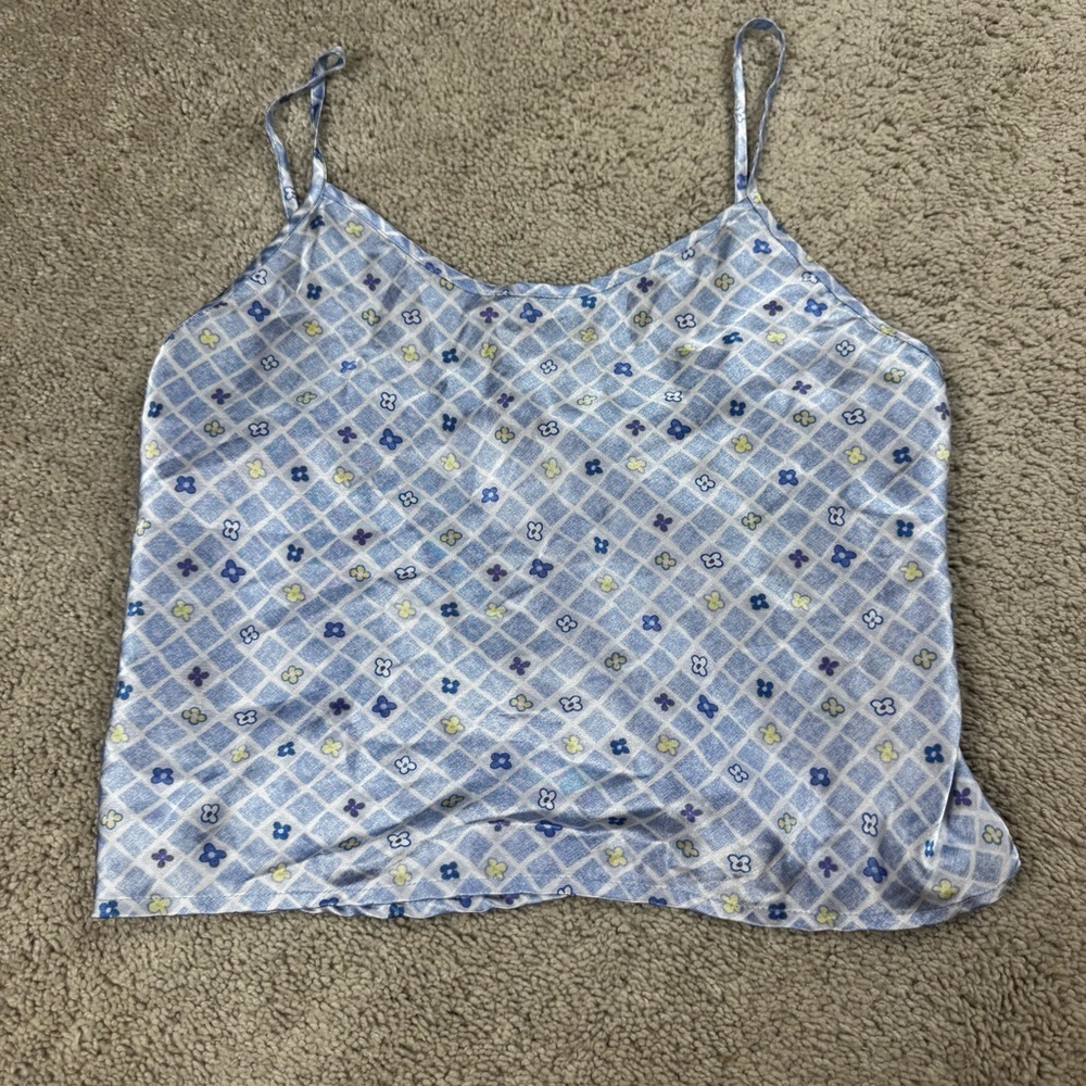 Angelique‎ Vintage Blue Checkered Tank Crop Top 90s Size S Dainty Fairy Y2K